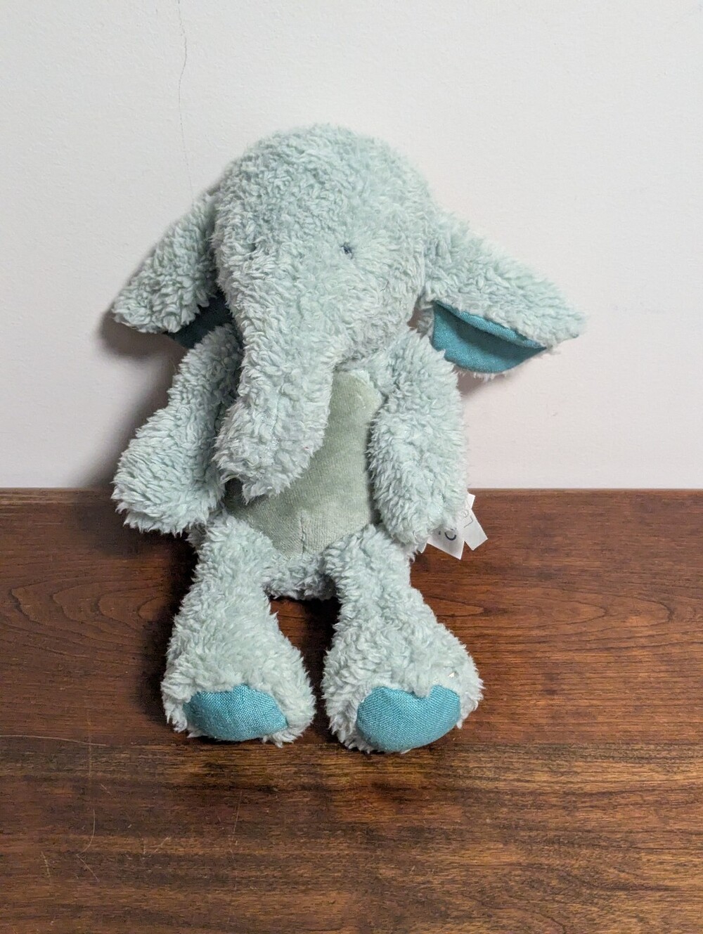 Moulin Roti.Soft And Floppy Light Green Plush Elephant  . GUC. Lovey Toy. 9 Inch